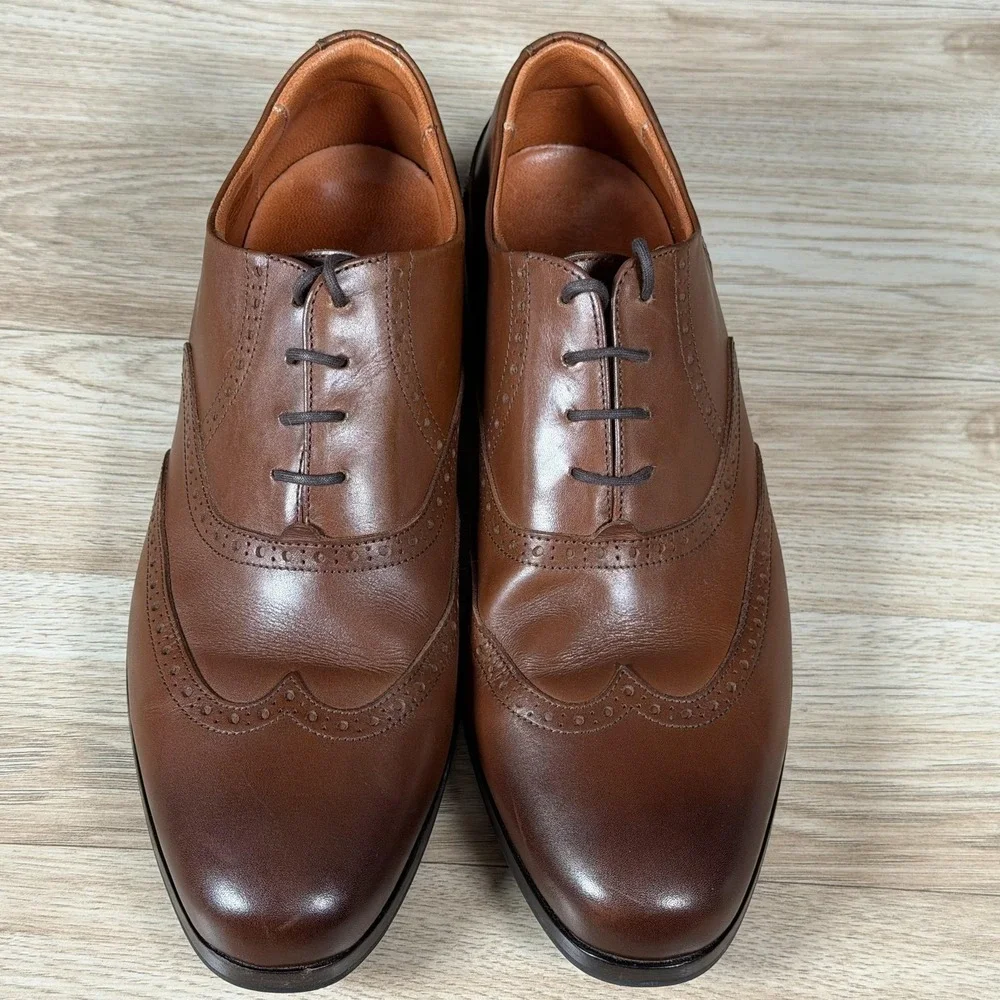 Wolf & Shepherd Shoes Mens Size 10 Brown Senna Oxford Leather Brogue Dress